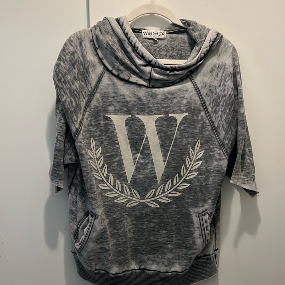 WILD FOX WOMENS PULLOVER HOODIE • SMALL • VINTAGE WASHED BLUE